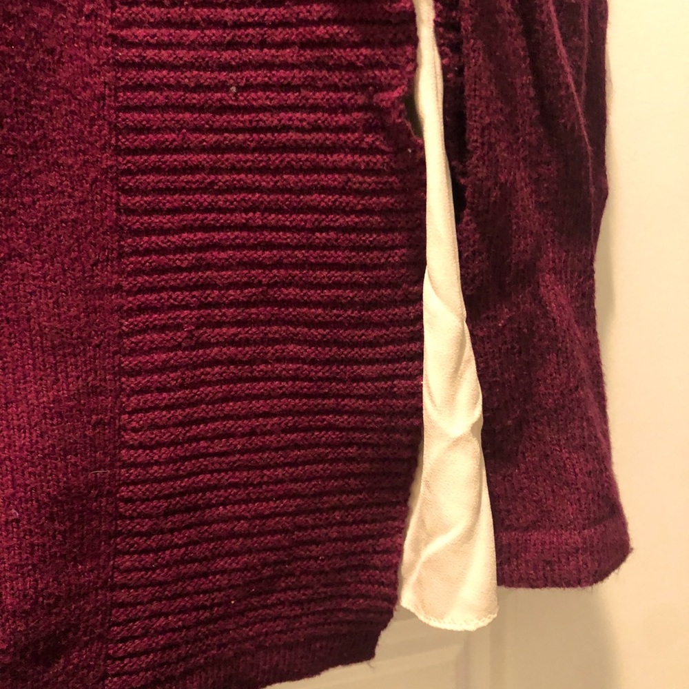Burgundy LOFT Mixed Modal Side-Slit Sweater Medium